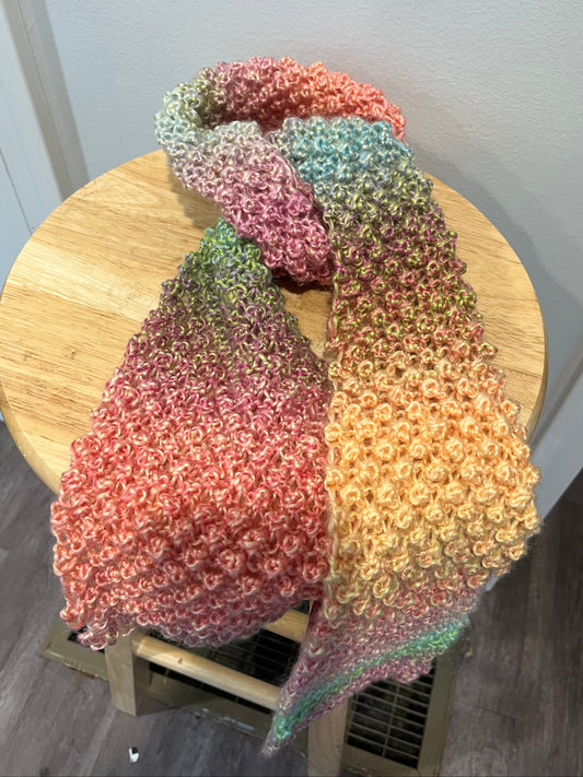 Scarf - Hand Knit, Multi-Colored